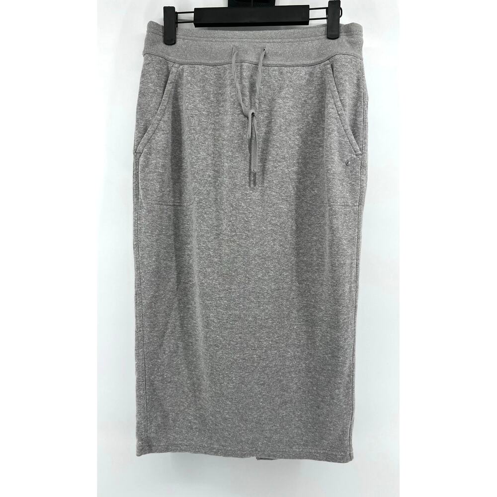 Prana Women's Knit Midi Skirt Size M Heathered Gray Drawstring Waist Pockets